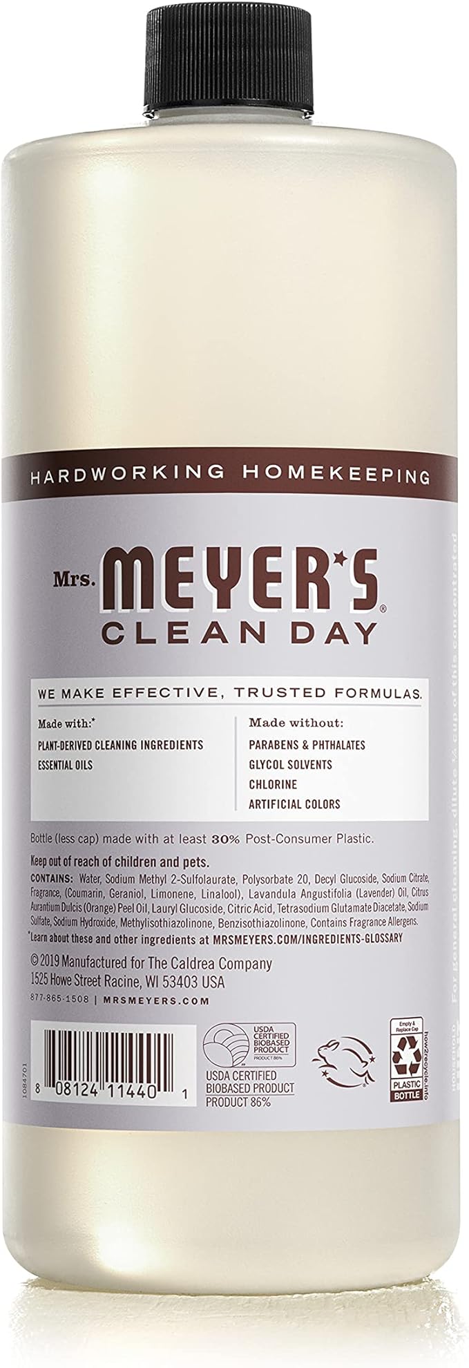 MRS. MEYER'S CLEAN DAY Multi-Surface Cleaner Concentrate, Use to Clean Floors, Tile, Counters, Lavender, 32 fl. oz (Pack of 2)