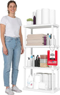 IRIS USA 4-Shelf Light Duty Plastic Storage Shelves, 200lb Capacity, 48" H x 24" W x 12" D, Medium Modular Shelving Unit Storage Organizer for Bathroom, Laundry, Garage & Home, Storage Rack - White