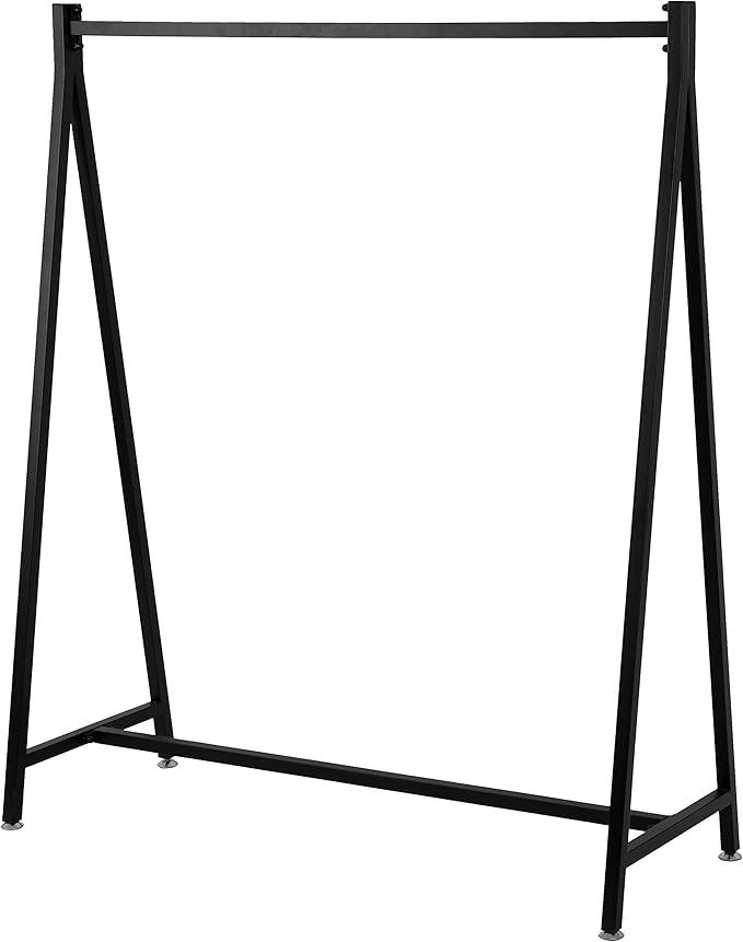 MyGift 47 Inch Modern Black Heavy Duty Metal A-Frame Wardrobe Clothing racks for hanging clothes, Commercial Grade Freestanding percheros para colgar ropa for Bedroom Closet Clothes or Retail Display