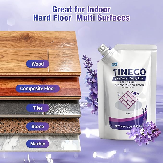 Floor Lavender Cleaning Solution 1 bags Refill, Compatible with Tineco All Series Robot Vacuum Cleaner, Eco-Safe, Streak-Free Formula for Hard Floors, Pet & Kid Friendly