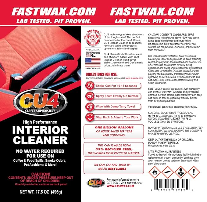CU4 Carpet & Upholstery Cleaner – Stain Remover & Odor Eliminator for Fabric, Carpet & Upholstery, 2-Pack