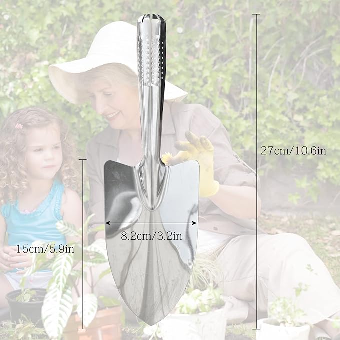 Garden Shovel Hand Trowel, Stainless Steel Gardening Hand Tools, Spade Shovel for Planting, Transplanting, Weeding, Digging