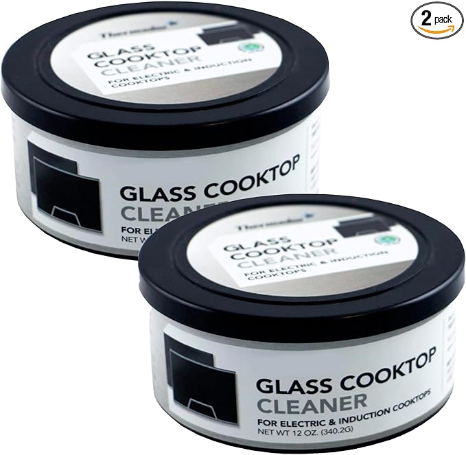 US-based supplier – OEM 12010031 Glass Cooktop Cleaner fits for Electric & Induction Bosch Thermador Cooktops – Cooktop Cleaning Cream – Removes Grease, Burnt-On Residue & Stains (2, 12 ounce)