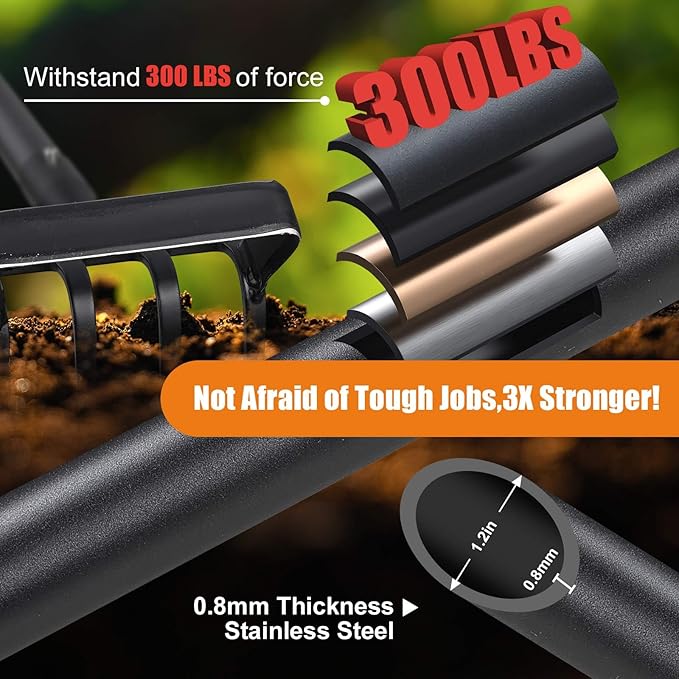 Garden Hoe Tool - Heavy Duty 2 in 1 Scuffle Hoes with Cultivator Tiller for Weeding Grass,Loosening Soil,Sharp Blade,36-60” Long Handle,Push Pull Action Hoe with Scraper Rake for Gardening