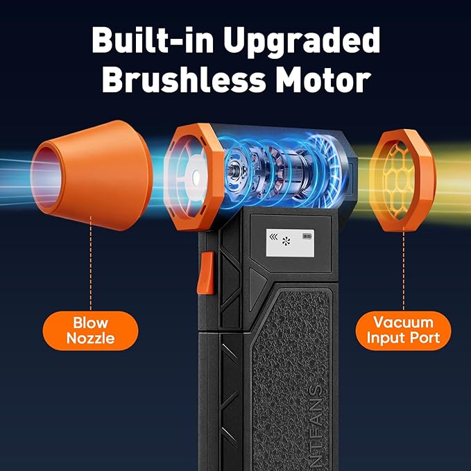 Compressed Air Duster, 2-in-1 Duster Blower & Vacuum with 320000RPM Jet Fan, Electric Air Duster Rechargeable, 4-Gear Adjustable Air Blower for Detailing Keyboard Computer Car Home Outdoor Cleaning