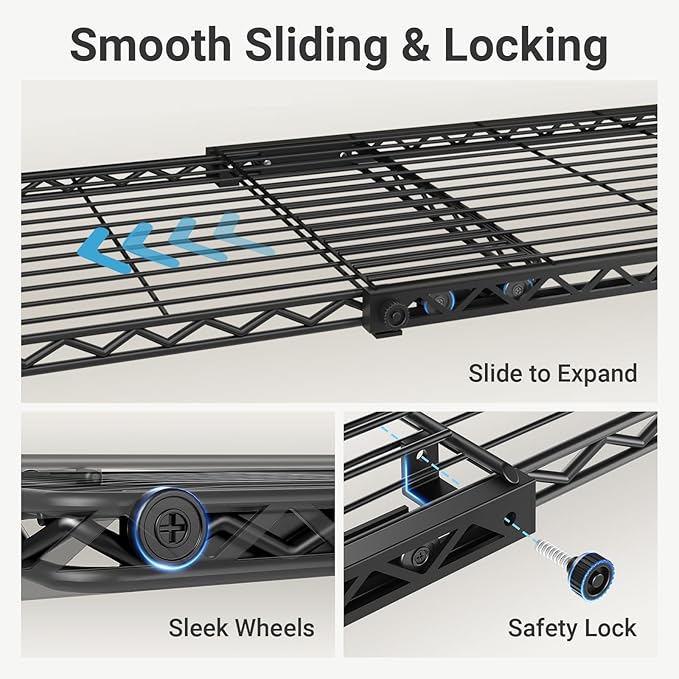 VIPEK X1 Plus Expandable Reach-in Closet Adjustable from 2'8" to 4'6" with Adjustable Shelves and Hanger Rods Clothes Rack Heavy Duty, Metal Clothing Racks Portable Walk-in Closet, Black