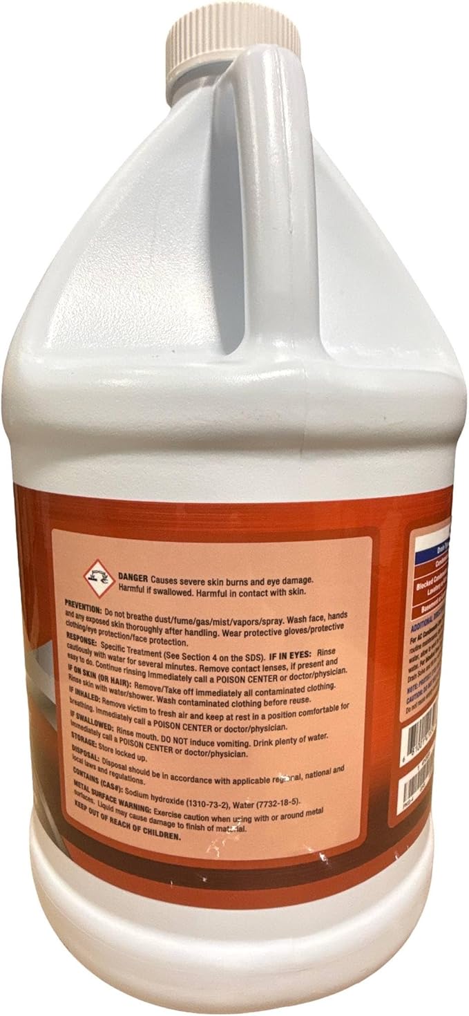 Nu-Calgon 4165-08 Drain Solve Alkaline Line Cleaner – 1 Gallon HVAC Condensate & Plumbing Clog Remover, Non-Fuming, Septic Safe, NSF Registered