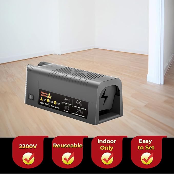 2 Pack of X-PEST Electronic Mouse Trap – Electric Mouse Trap Zapper for Indoor & Outdoor Use, Reusable Rodent Trap, No Touch No See, Effective Mice & Mouse Control