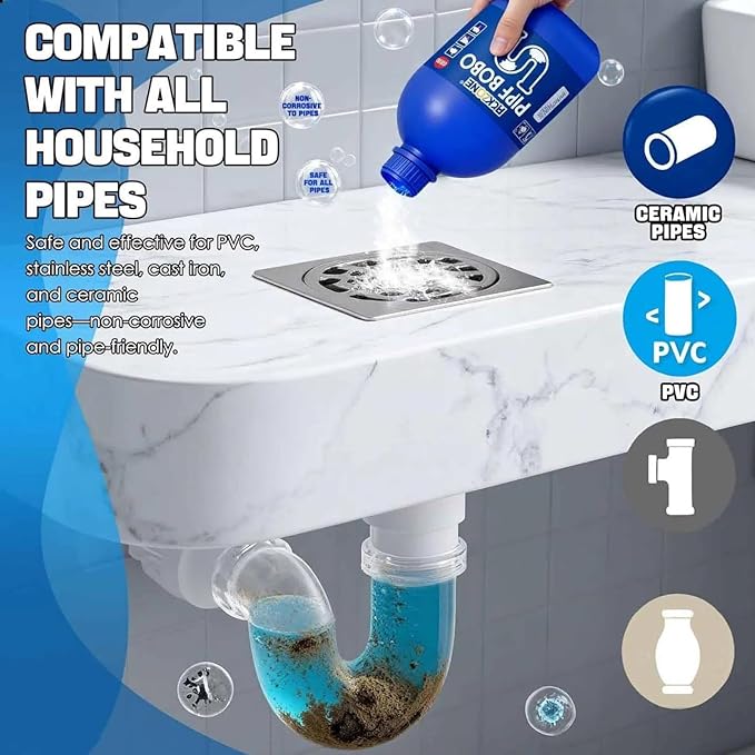 Sink and Drain Cleaner Powder - Drain Clog Remover, Pipe Bobo D-rain Cleaner for Kitchen Bathroom Tubs and Showers, Powerful Unclogging Improve Water Flow (3 Bottle, Fl Oz, 40.2)