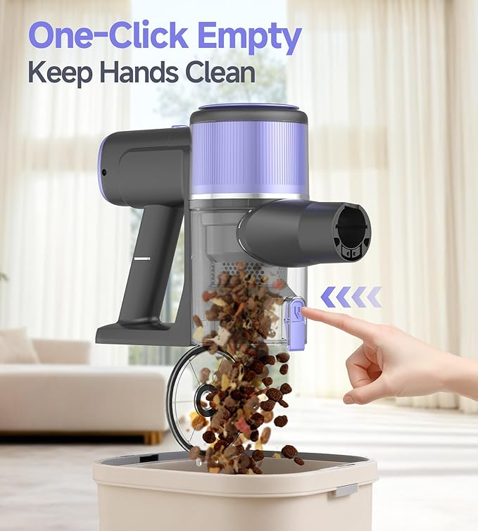 Hivroo N17 Cordless Vacuum Cleaner, Upgraded Lightweight Stick Vacuum for Home, Max 45mins Runtime, Powerful Suction, Self-Standing, Anti-Tangle, Rechargeable Vacuum for Hard Floors Carpets Pet Hair