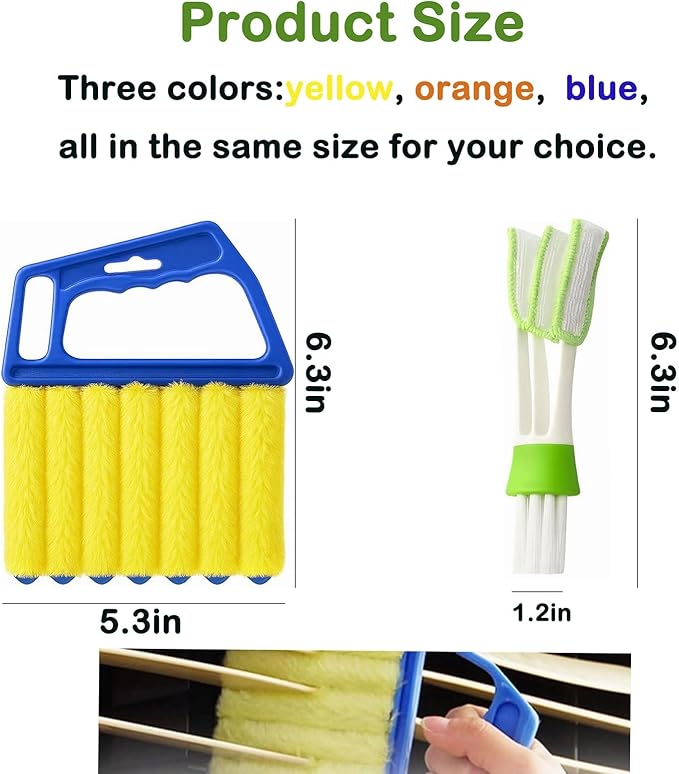 Blind Cleaner Duster Tool, 3-Pack 7-Finger Design and 3-Pack Vent Dusting Tool, High-Density Microfiber Fleece with Ergonomic Handle, Detachable and Washable for Window Blind and Air Vent Cleaning