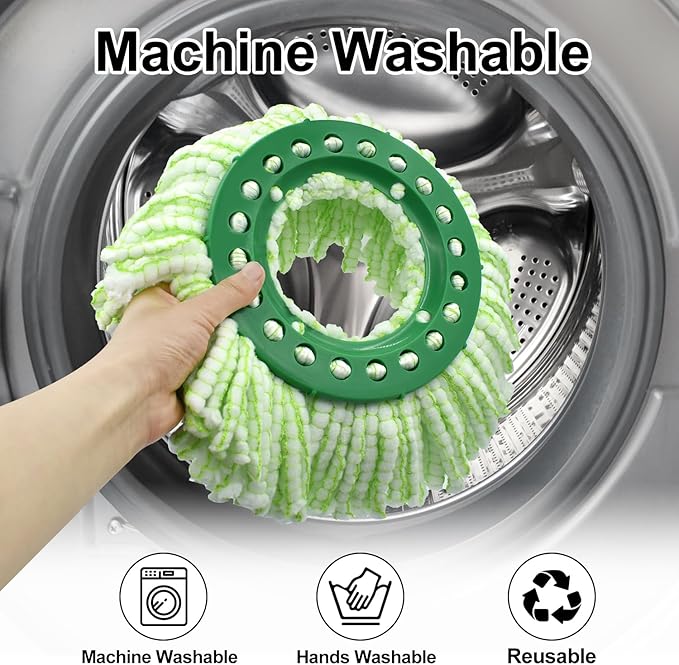 Tornado Spin Mop Head ONLY Compatible with 𝗡𝗲𝘄 𝗟𝗶𝗯𝗺𝗮𝗻 𝐓𝐨𝐫𝐧𝐚𝐝𝐨 𝗦𝗽𝗶𝗻 𝗠𝗼𝗽 𝗦𝘆𝘀𝘁𝗲𝗺, Washable & Reusable Libman Mop Head Replacement Refill for Tornado Mop (NOT for Old Version)