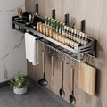 kitchen utensil hanger, wall mounted rail with hooks, waterproof hooks for utensils, easy installation without drilling (31.5 inches, Count, 3)