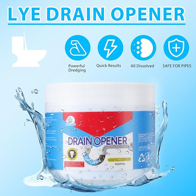 BELL BIRDCrystal Lye Drain Opener,Crystal Lye Drain Cleaner,Pipeline Dredging Agent,Drains Clog Remover Agent,Unclogs Bathroom and Kitchen Sinks,Shower Pipes (260g/9.2oz)