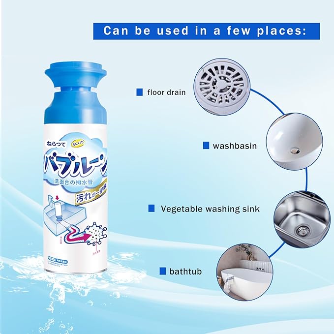 Drain Foam Cleaner, Drain Cleaner Foam, Powerful Sink And Drain Cleaner Foam, Liquid Hair Drain Clog Remover For Kitchen Drain, Sinks, Tubs (2 PCS)
