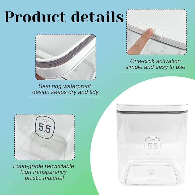 5.5L Large Capacity Container With One-Press Lid - Laundry Room Organization and Storage Decor - Airtight Dishwasher Pod Holder