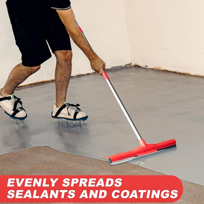 Water Broom & Floor Squeegee Scrubber with 51" Adjustable Pole & EVA Foam Blade – Indoor/Outdoor Use for Garage, Patio, Bathroom, Tile, Marble