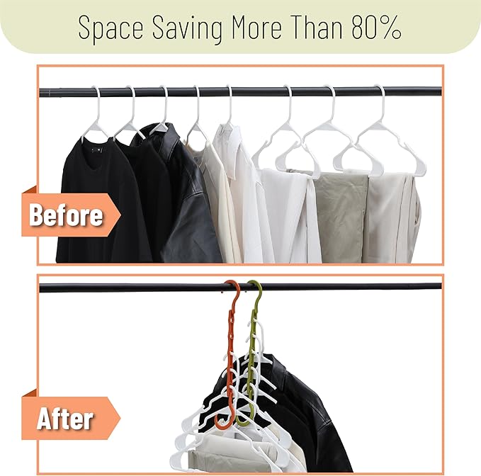 Mr. Pen- Space Saving Hangers for Clothes, 8 pcs, Autumn Colors, Plastic Multi Clothes Hangers Space Saving, 5 Slots, 360° Rotating Hooks