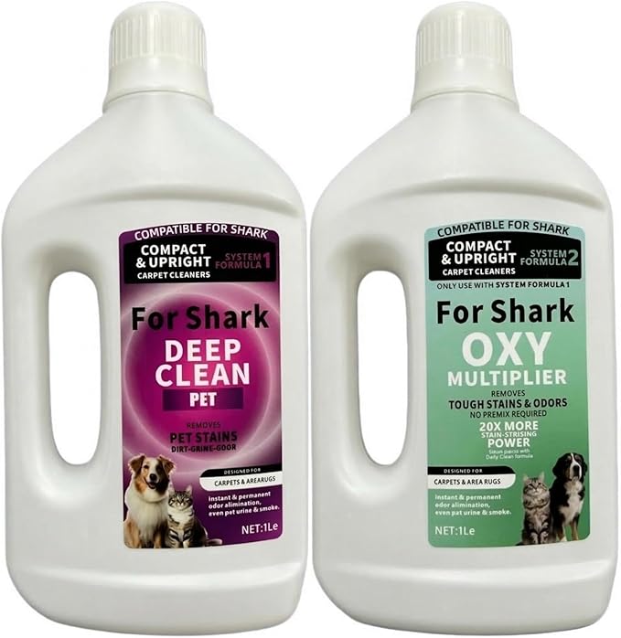 1L Stain & Odor Remover, Carpet Cleaner. Compatible With Shark All Upright And Compact Deep Carpet Cleaners(2 PCS)
