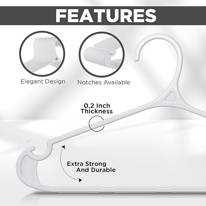 Utopia Home Clothes Hangers - Standard Plastic Hangers Space Saving - Durable Coat Hangers 20 Pack (White)