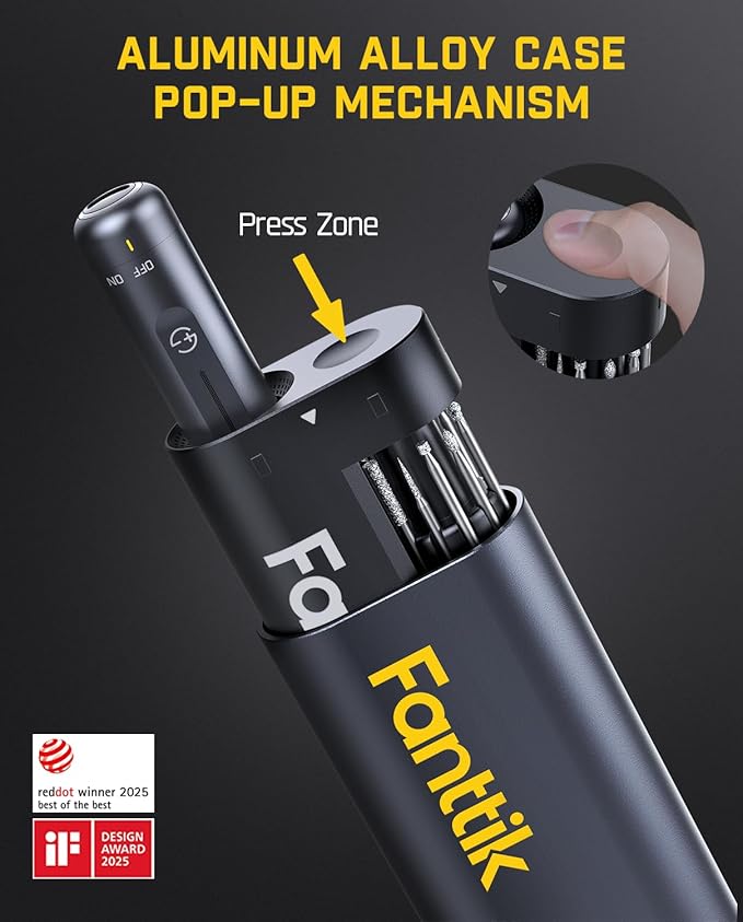 Fanttik F2 Master Mini Cordless Rotary Tool Kit, NeoPulse Motor, 5 Speed, 25000 RPM, Revostor Hub, 35 Accessories, Engraving Pen, for 3D Printer Sanding, Polishing, Drilling, Carving, DIY Crafts