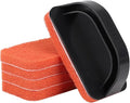 Non-Scratch Scouring Pads with Handle, Reusable Cleaning Scrubbers, Heavy Duty Scrubbing Pads for Cleaning Pans, Pots, Ovens, Grills, Griddles- 5 Scrub Pads and 1 Handle