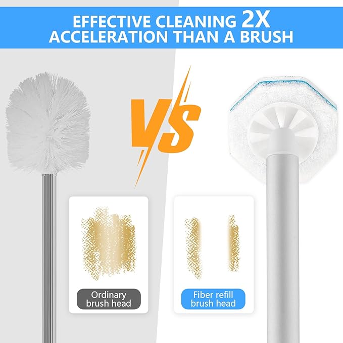 Disposable Toilet Bowl Wand Refills for Clorox, 50 Pcs - Compatible with Clorox Toilet Wand Refills, Hygienic Scrubber Heads for Bathroom Cleaning