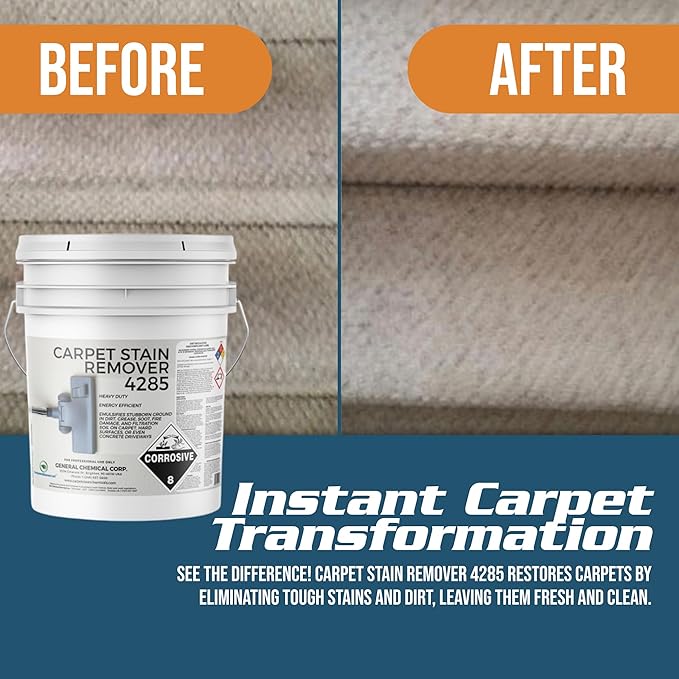 Heavy Duty Carpet Stain Remover 4285 - Easy Clean and Professional Carpet Cleaner Products - Residential & Commercial Multi-Purpose Spot, Stain Pretreater & Precleaner - 1 Gallon Pail