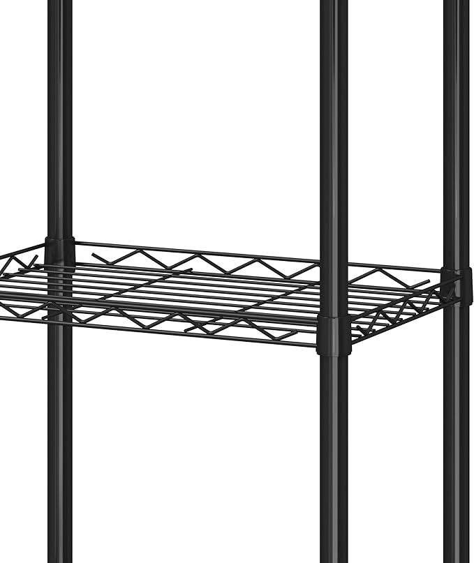 HOMEFORT Storage Shelves, 5-Wire Shelving, Metal Shelving Unit,Small Wire Shlving Rack for Kitchen, Pantry, Bathroom, Black, 16.5" W x 11.4" D x 47" H