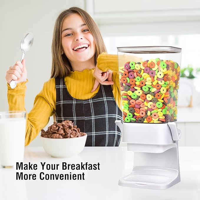 Cereal Dispenser Countertop Large Cereal Containers Storage Dispenser For Pantry Dry Food Dispenser Countertop Rice Candy Dispenser Machine For Snack,Nuts, Granola(White,3 pack)