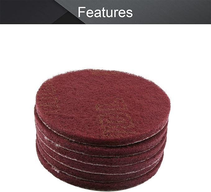 Utoolmart 5 Inch Scrubber Scouring Pads Scuffing Disc Hoop and Loop Surface Conditioning Disc Red 6Pcs