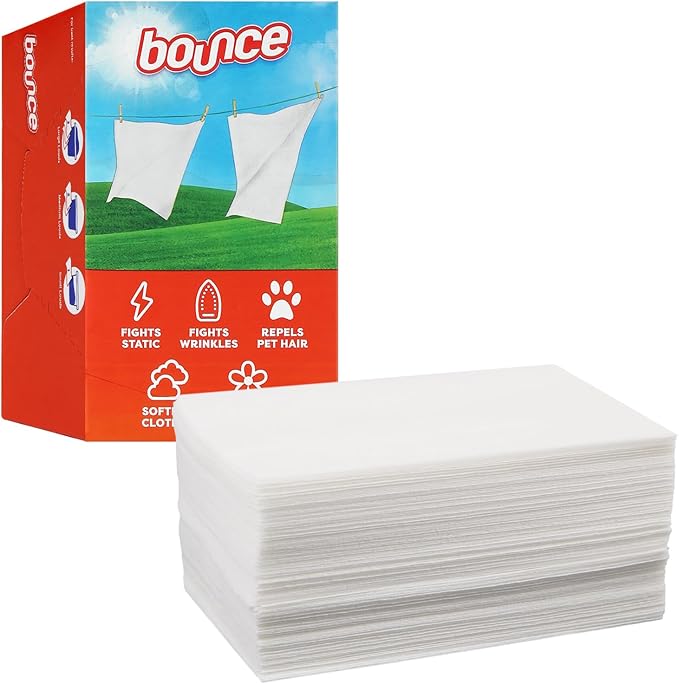 Bounce Dryer Sheets Laundry Fabric Softener Fresh Scent - Long Lasting Fresh Dry Cleaning Sheets for Tumble Dryer - Helps Reduce Wrinkles and Soften Fabrics, Repel Lint and Hair (160 Count)