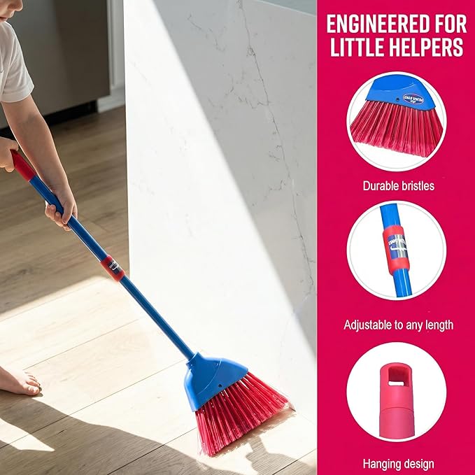 Small Broom-Indoor or Outdoor Portable Broom with Adjustable Handle, Cleaning Little Helper for Housekeeping,Office,Working Desk,Pet Nest