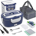 Electric Lunch Box Food Heater, 3 in 1 Ultra Quick Heated Lunch Boxes for Adults, 12V/24V/110V Portable Food Warmer for Car/Truck/Office With Fork Spoon and Insulated Carry Bag, Gifts for Men