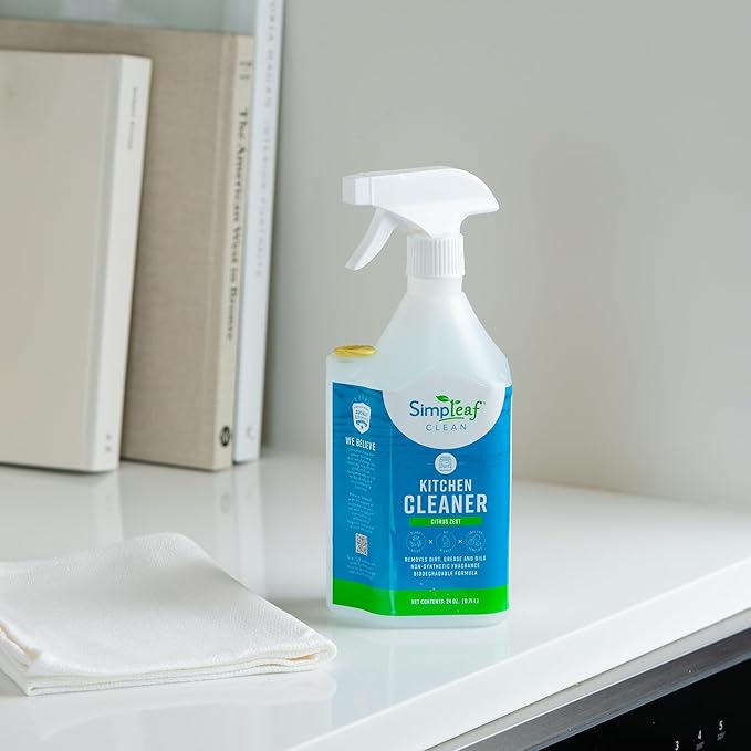 Simpleaf Clean Kitchen Degreaser Cleaner | Refill System Cleaners| Bleach‑Free| Ammonia‑Free|Grease, Oils & Food Soil Remover | Citrus Zest 24oz x 2