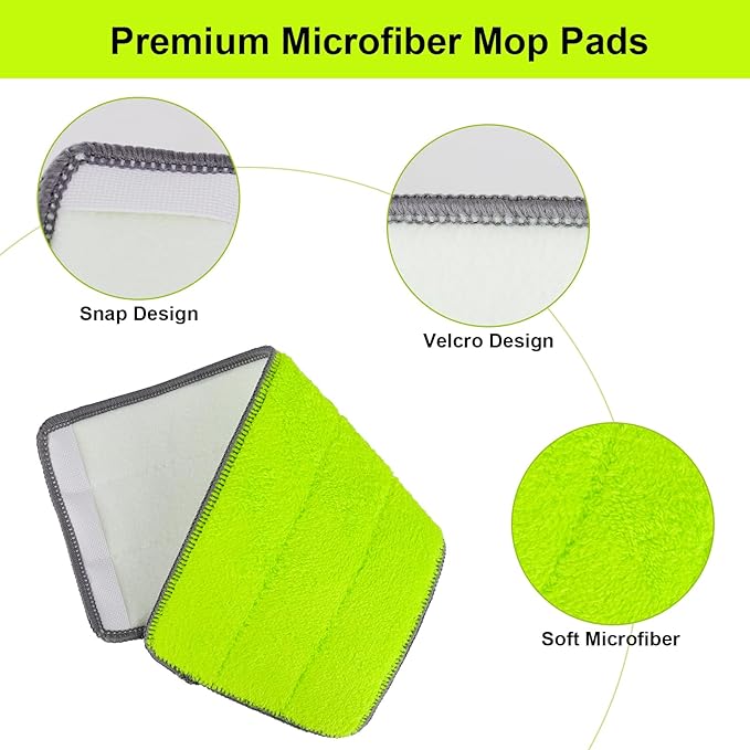 Replacement Microfiber Mop Pads for Libman Rinse 'n Wring Mop and Bucket System, Washable Reusable Wet & Dry Cleaning Refill Head for Multi-Surface Floor-12 Pack