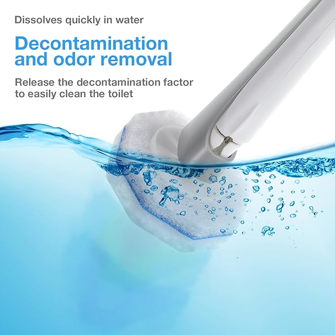 Disposable Toilet Brush & Wand Refills, 50 Count 3-Layer Octagonal Toilet Cleaner Heads, Compatible with Most Standard Toilet Wands, Hygienic Bathroom Deep Cleaning