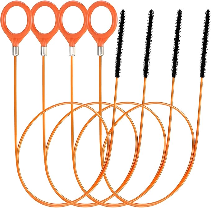 4Pcs 32 Inch Drain Snake Hair Clog Remover Tool Set, Long Flexible Anti-Break Plumbing Snake for Shower, Bathroom Sink, Tub and Pipe Drains, Easy Hair Catcher and Cleaner for Home Use