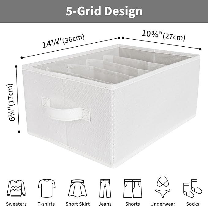 GRANNY SAYS Wardrobe Clothes Organizer, Drawer Organizers for Clothing, Closet Organizers and Storage, Organizer for Drawer, Pants, Jeans, T Shirt, Beige, 4-Pack