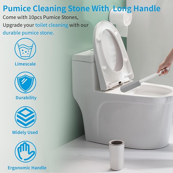 12 Packs Pumice Cleaning Stone with Extra Long Handle, Pumice Stone for Toilet Bowl Clean for Cleaning Toilets, Bathtubs, Grills, Swimming Pools, Sinks