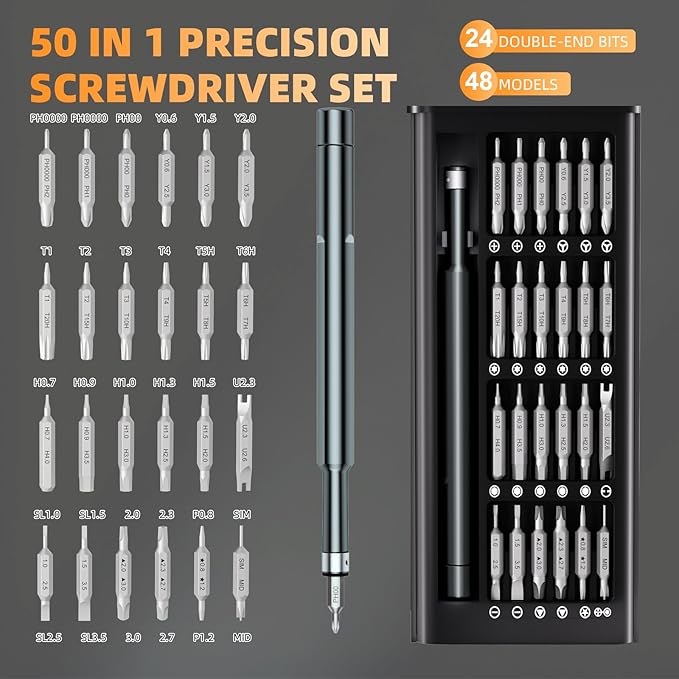 Small Precision Screwdriver Set,50 in 1 Professional Magnetic Mini Screwdriver Repair Tool Kit for PC,Computer,Laptop,Iphone,Cell Phone,MacBook,Tablet,Watch,Eyeglasses Electronic Ring Doorbell