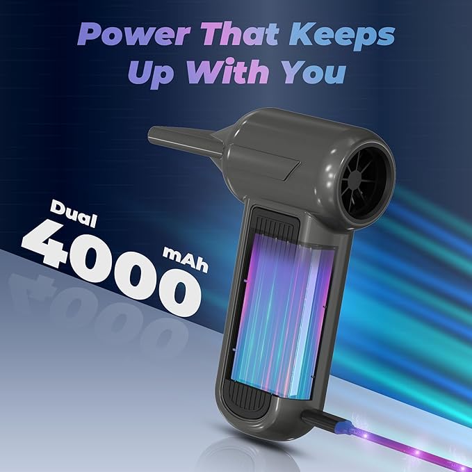 Compressed Air Duster 130000RPM 3-in-1 Mini Vacuum, Turbo Jet Blower Pump, Super Power Electric Air Duster Fast Rechargeable, Turbo Jet Dust Blower for Computer Keyboard, Car Cleaning & Outdoor