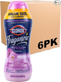 Clorox Fraganzia Laundry Scent Booster Crystals, In-Wash Fragrance Beads for Fresh-Smelling Clothes & Linens, Safe for All Fabrics & Colors, Easy-Pour Bottle, Spring Scent, 70 Oz - 6 Pack
