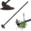 Hoe Garden Tool, 2-in-1 Garden Hoe with Heavy Duty Metal Hoe, 17-60 Inch Garden Hand Tiller with Long Handle for Gardening, Weeding, Lossening, Tilling, Black
