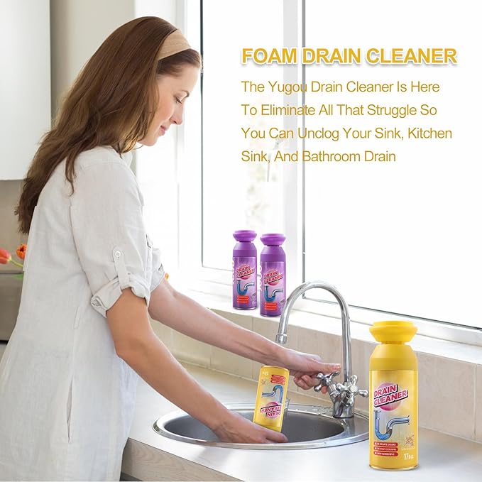 Drain Cleaner Foam, Foaming Drain Cleaner, Floral Sink Cleaner and Deodorizer for Kitchen Sinks, Shower Drains, Tubs. 2pcs, Floral