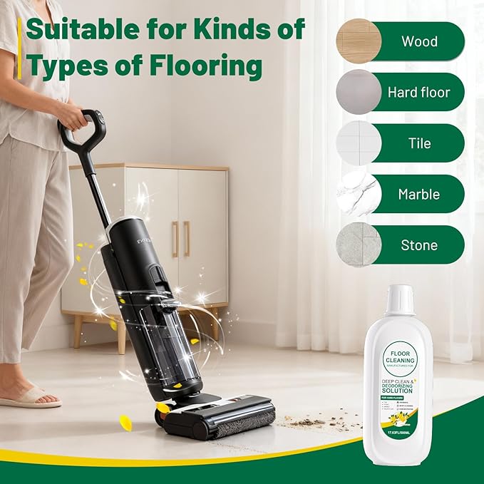 Mop Solution Osmanthus Flower Scent Compatible with Tineco Cleaning Solution, Residue & Streak Free, Suitable for All Robot Vacuum Cleaners and Wireless Wet Dry Dual-Use Vacuum Cleaners (2 bottle)