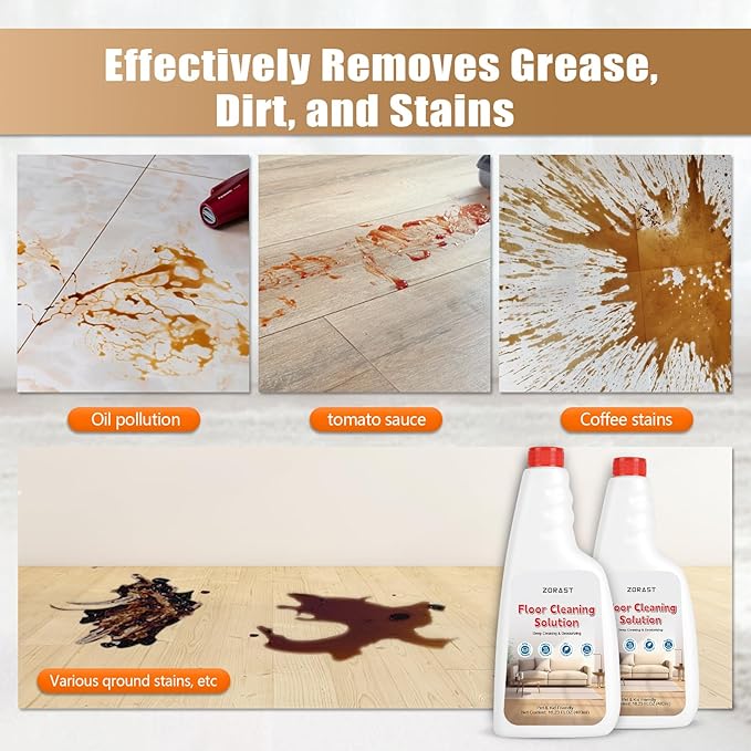 Floor Cleaning Solution, 16.23 Fl Oz Pack of 2 , Compatible with All Roborock Mopping Robots (S7, S8, Qrevo, Q7, Q8 series),Deep Streak Cleans for Multiple Hard Floors, Low-Foam Delivers Clog Free