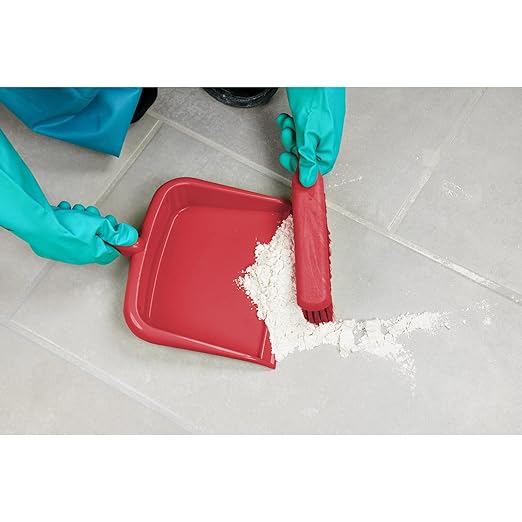 SPARTA Large Handheld Dustpan with Hanging Hole, Heavy-Duty Plastic Dustpan with Wide Lip for Countertops and Surfaces, Plastic, 10 Inches, Red