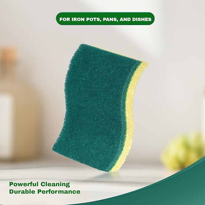 9 Pack 3-in-1 Scrub Sponge Variety Pack, Heavy Duty + Zero Scratch + Delicate Clean Sponges, Multi-Surface Safe Cleaning Tools for Kitchen, Bathroom & Household