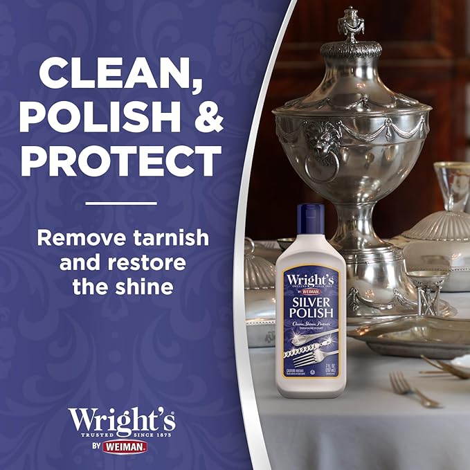 Wright's Silver Cleaner and Polish - 7 Ounce - Ammonia Free - Use on Silver, Jewelry, Antique Silver, Gold, Brass, Copper and Aluminum